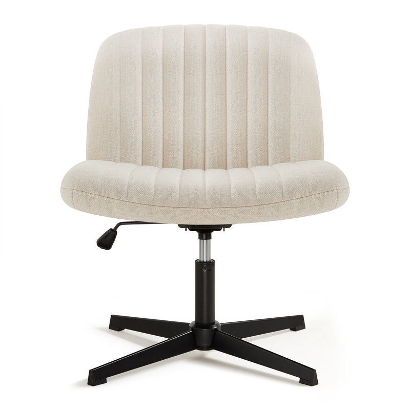 Chanute Armless Wide Desk Chair, Beige, Linen