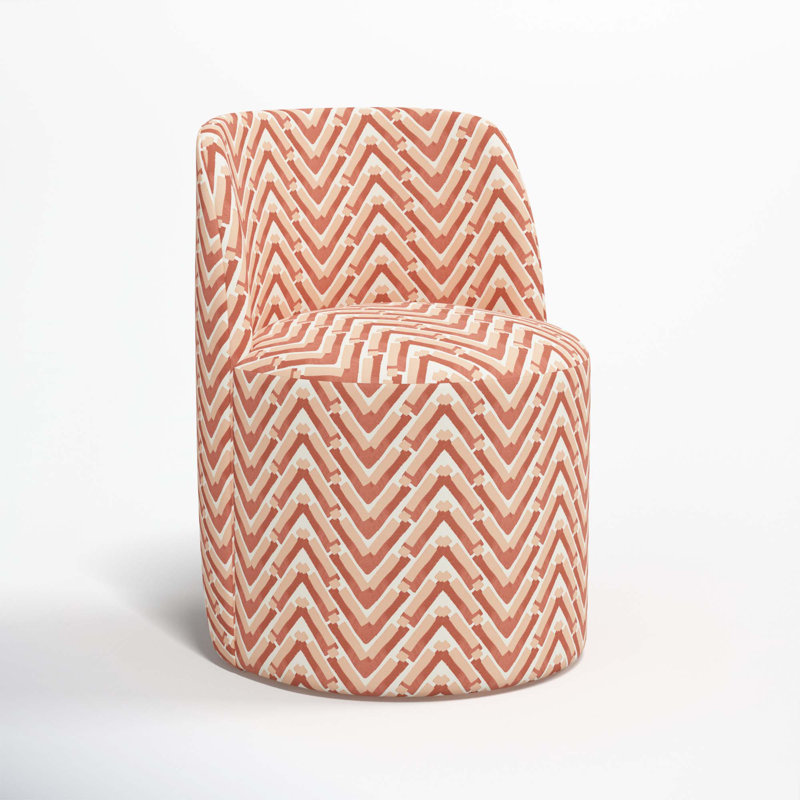 Begonia Upholstered Solid Wood Dining Chair, Stroke Peach Chevron