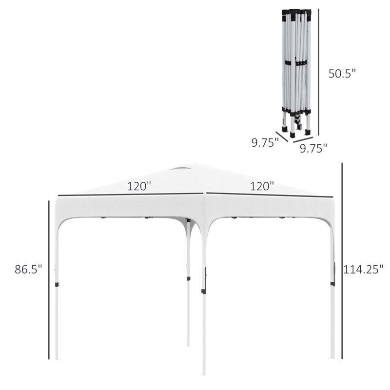 Pavillon de jardin 10 po x 10 po Outsunny, Blanc