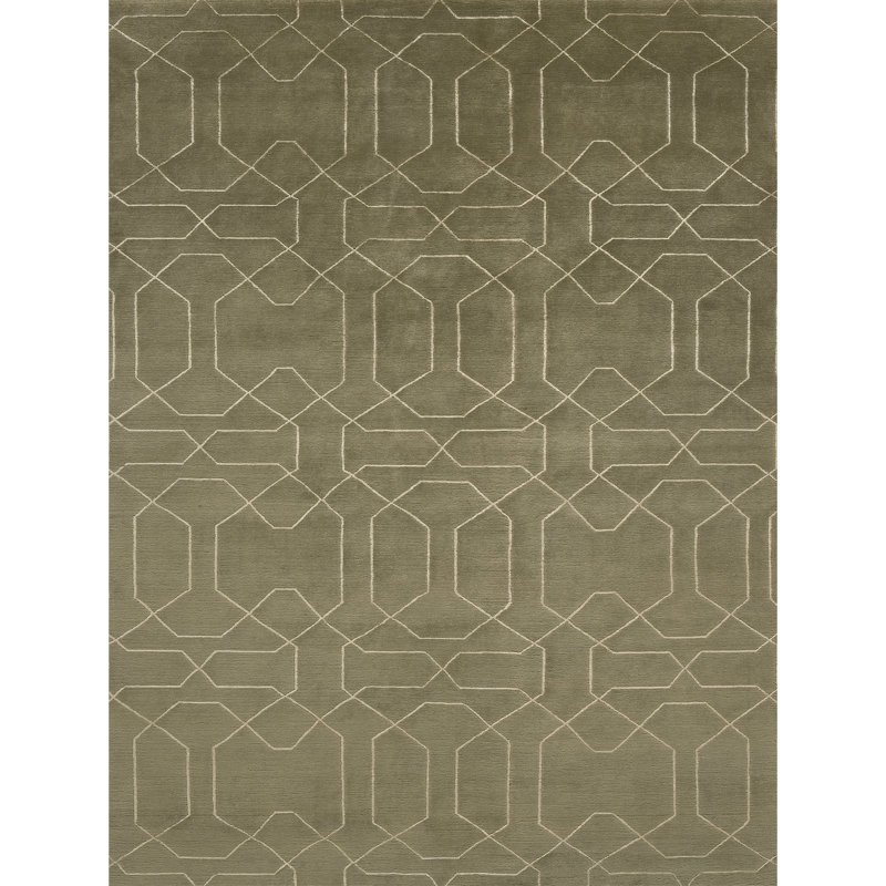 Geometric Area Rug in Olive, Rectangle 4' x 6'