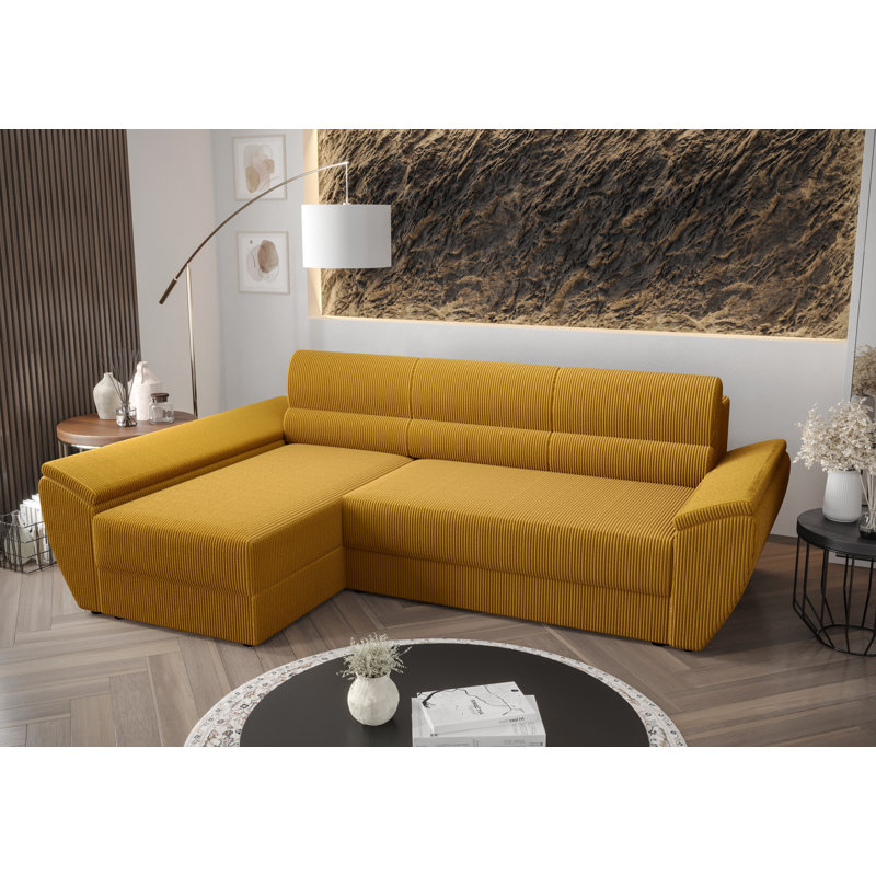 Sreenika 3 Seater Corner Sofa , Left -sided, Yellow - Poso1