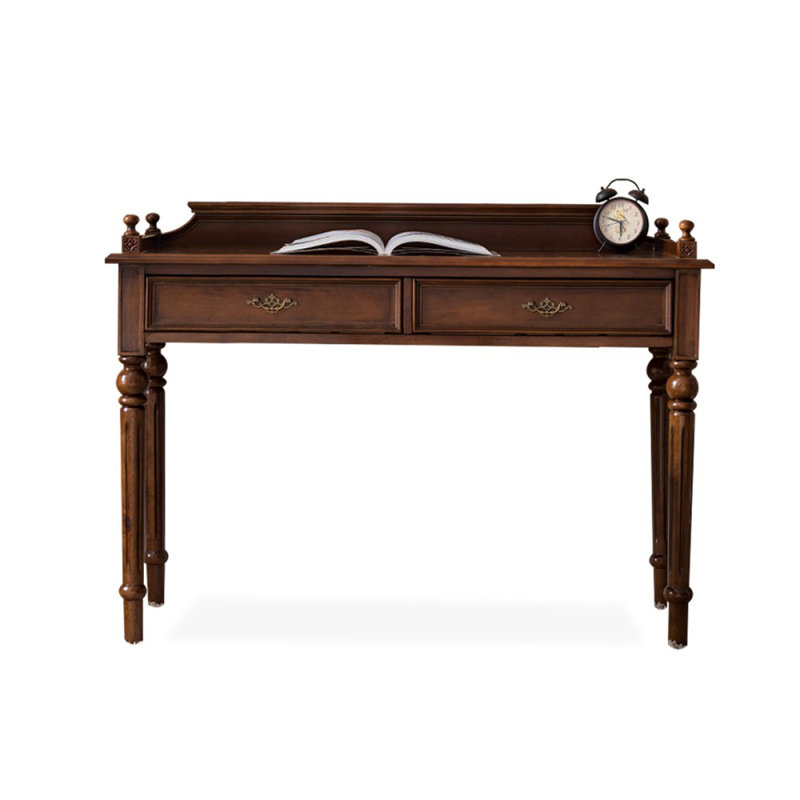 Walnut Rectangular Solid Wood with 2 drawers desk, 29.92" H x 47.24" W x 17.72" D