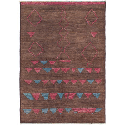 Tapis de zone en laine shalimar brune 6 pi 1 po x 8 pi 8 po main one-of-kind noué la 2010 Céline