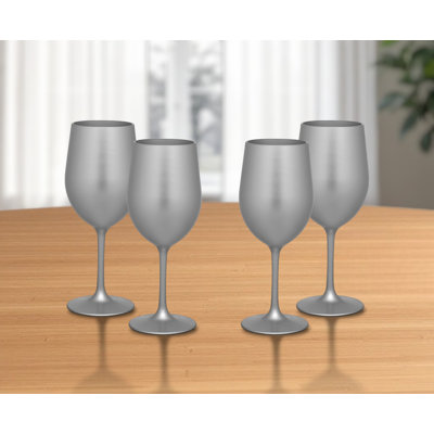 Ensemble de quatre verres à vin tout usage à pied en acrylique argenté