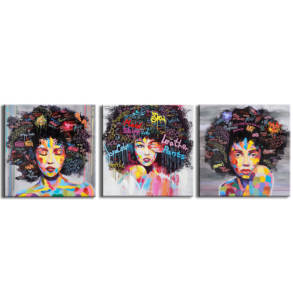 Mercer41 African American Black Art Afro Girl Painting Print On Wrapped Canvas  Wall Art Set On Canvas Pieces Print  Reviews Wayfair