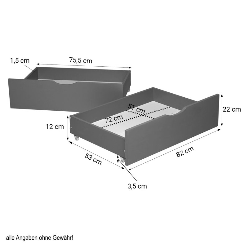 Isaiyah Underbed Storage Drawers, Grey
