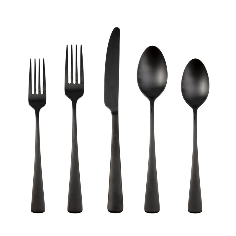 Ensemble de couverts 20 pièces Elmire, Noir satiné