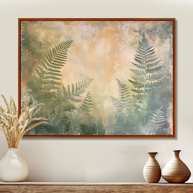 «Soft Color Fern Tropical Rainforêts II», reproduction d'art de fougères, Brun, H 12 po x l 20 po