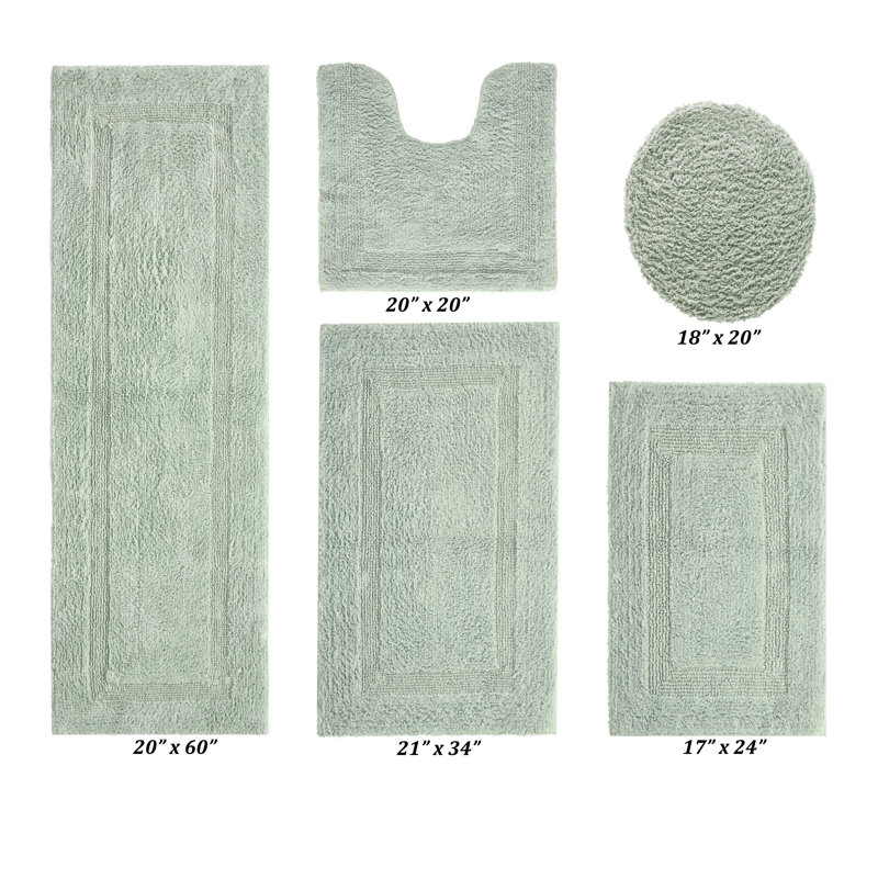 Ensemble de tapis pour salle de bain 5 pièces Lux Premium 2370 GSM, Sauge foncé