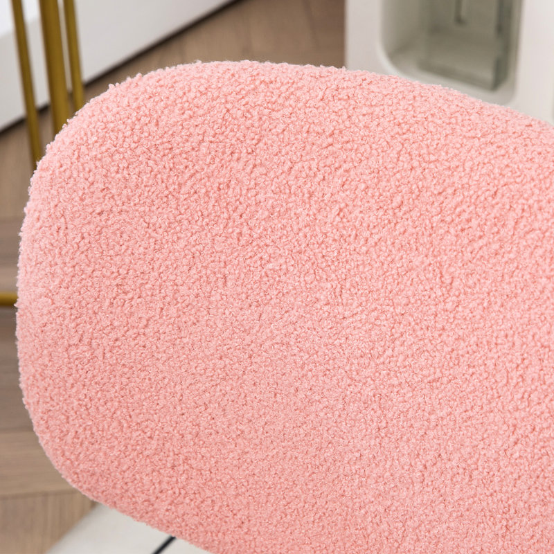 Chaise de bureau rose avec hauteur réglable et fonctionnalité pivotante, dossier moyen, tissu molletonné pour un espace de travail confortable