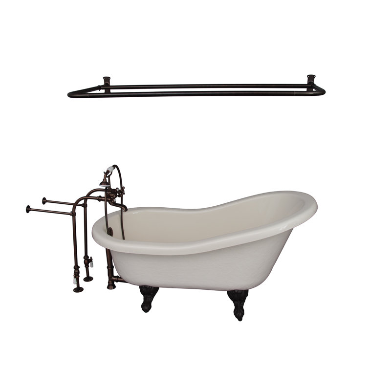 60'' x 30'' Soaking Acrylic Bathtub with Faucet, Oil Rubbed Bronze, Bisque