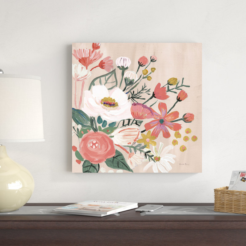 " Vintage Floral II Modern " by Farida Zaman Painting Print, 20" H x 20" W x 1.25" D