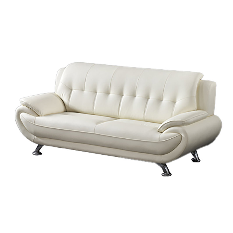 Sonnie 82'' Faux Leather Sofa, Ivory Faux Leather