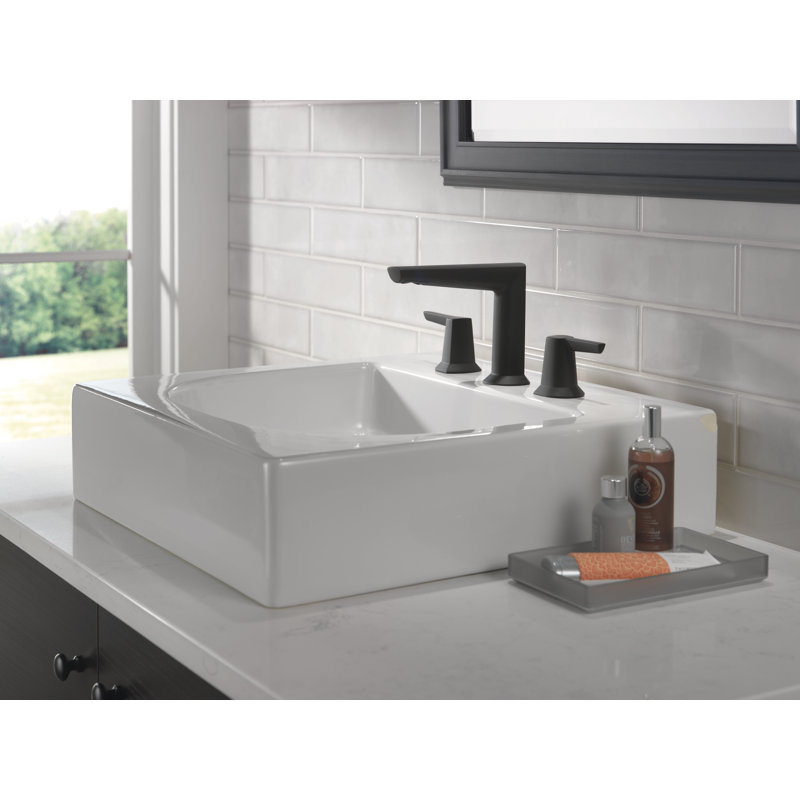Galeon Widespread Bathroom Faucet with Drain Assembly, Matte Black