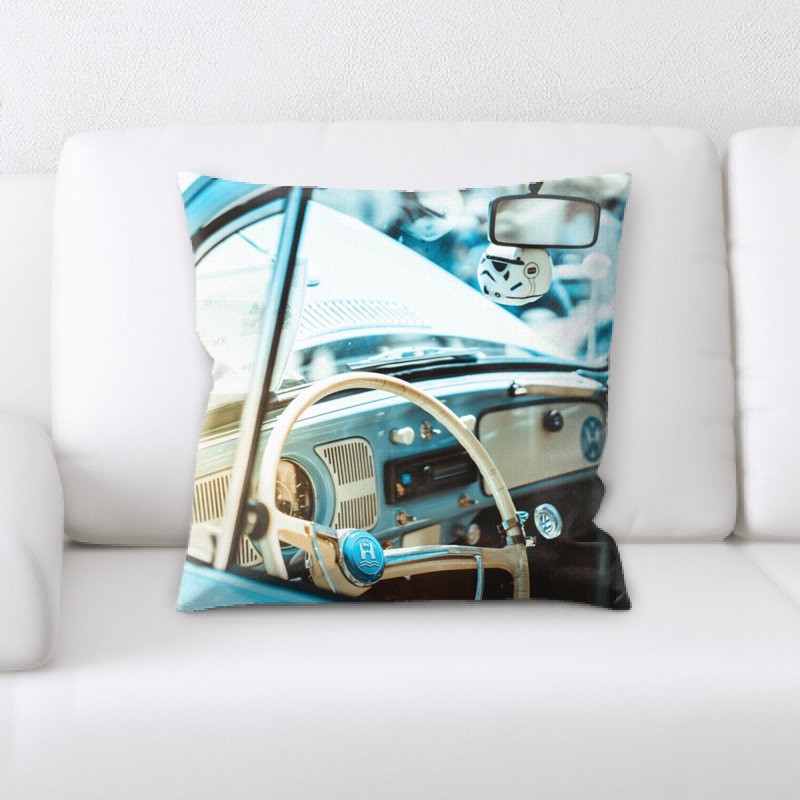 Steering Wheel Microsuede Reversible Throw Pillow