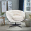 Fauteuil club pivotant à 360 degrés, siège d'appoint pour coin lecture de bureau à domicile, chenille beige avec base en métal noir