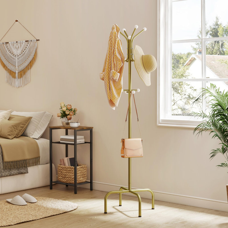 Metal Freestanding 12 - Hook Coat Rack, Gold
