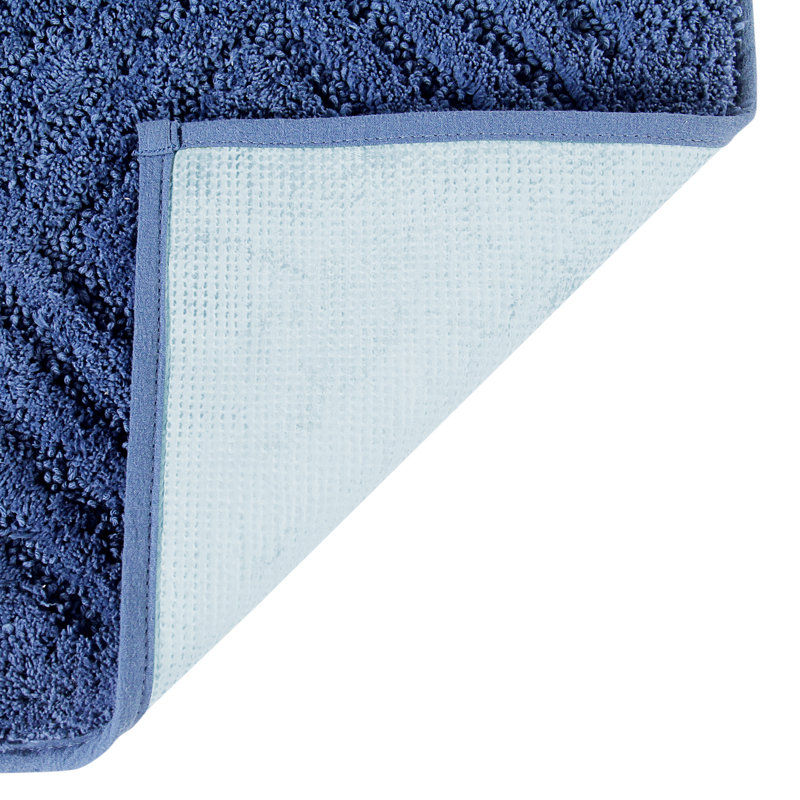 Lalor 100% Cotton Non-Slip Bath Rug, Blue