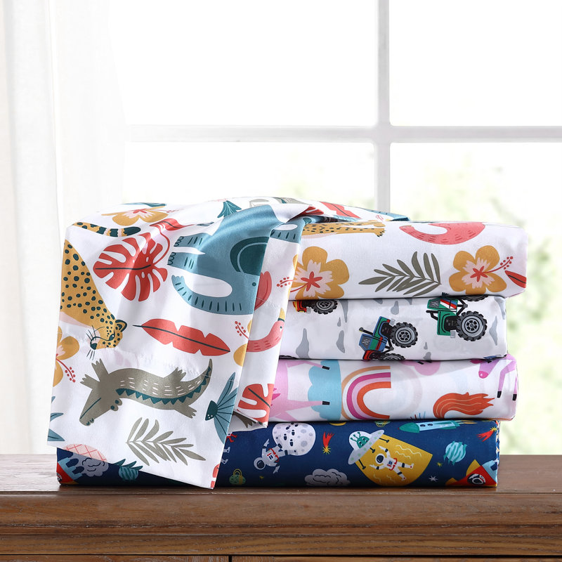 Blue Space Print Kids Twin Microfiber Sheet Set