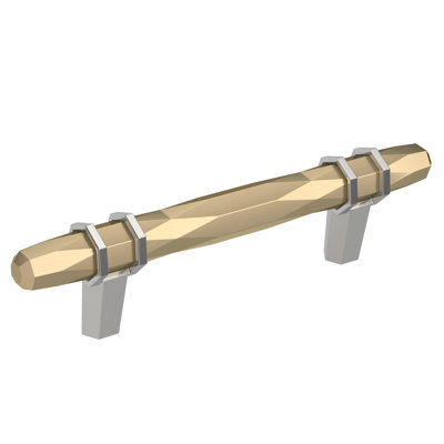London 3-3/4 inch (96mm) Center-to-Center Golden Champagne/Polished Chrome Cabinet Pull