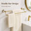 Porte-serviettes double en cristal pour salle de bain, porte-serviettes mural réglable 18,66 "à 30,51", finition or brossé, porte-serviettes double de luxe avec détails décoratifs en cristal-129866042