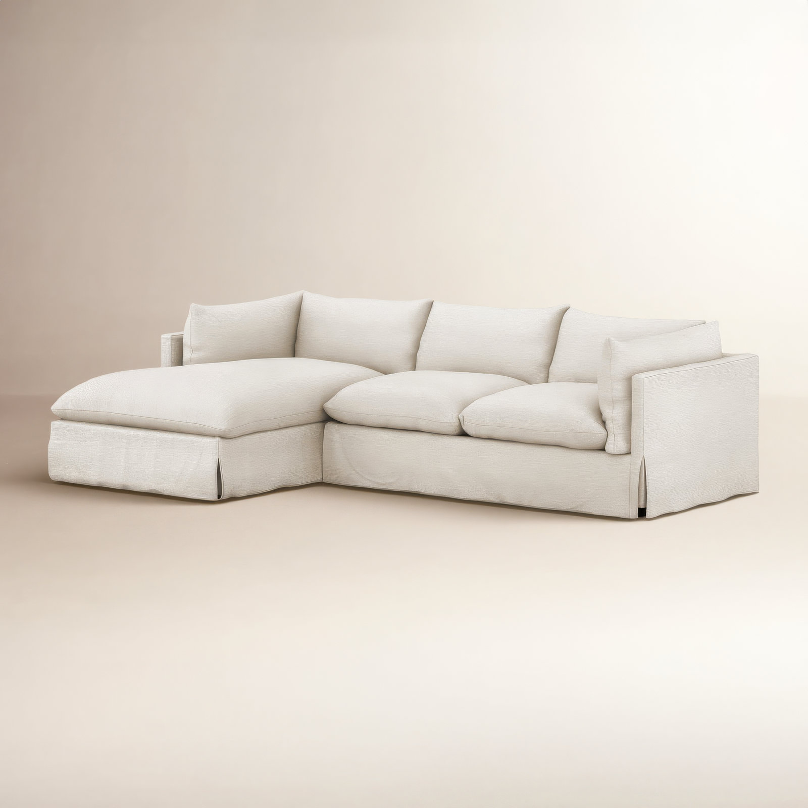 Zuri Slipcover Chaise Sectional, Left Hand Facing, Bennett Moon Polyester Blend, 31.5" H x 115" W x 67" D
