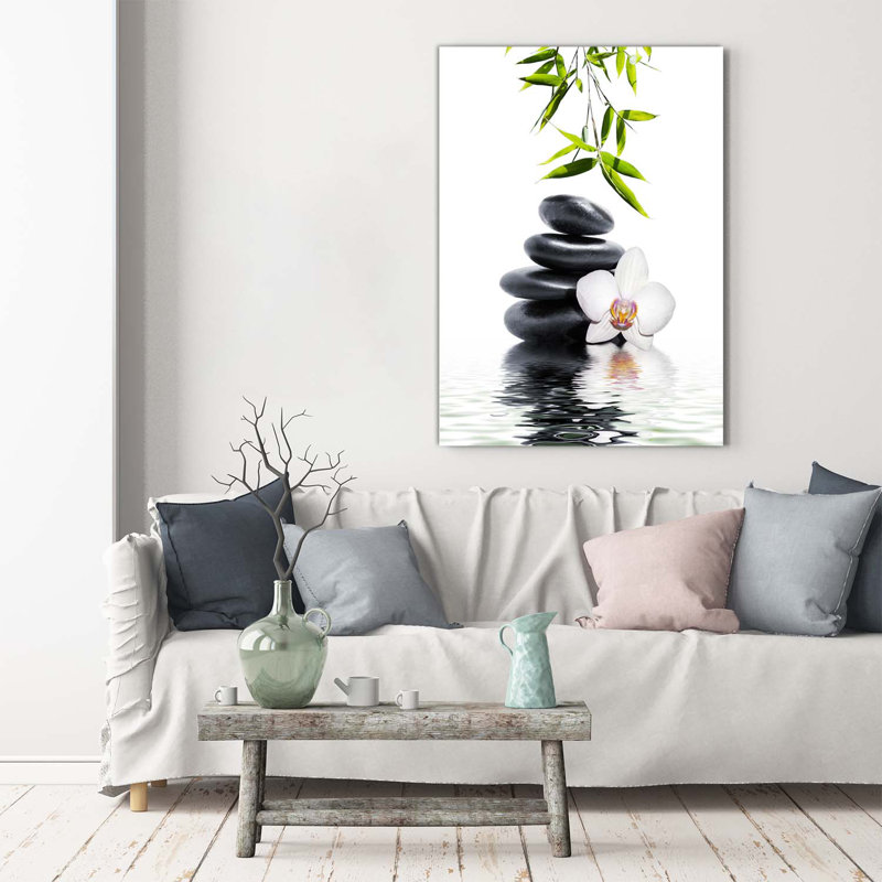 Orchid And Stones - Wrapped Canvas Print