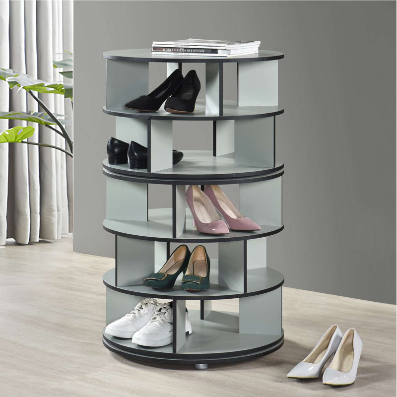 5-Tier Rotating Shoe Rack, 360° Revolving Lazy Susan Spinning Shoe Rack Tower Storage Organizer for Closet Entryway Bedroom Hallway