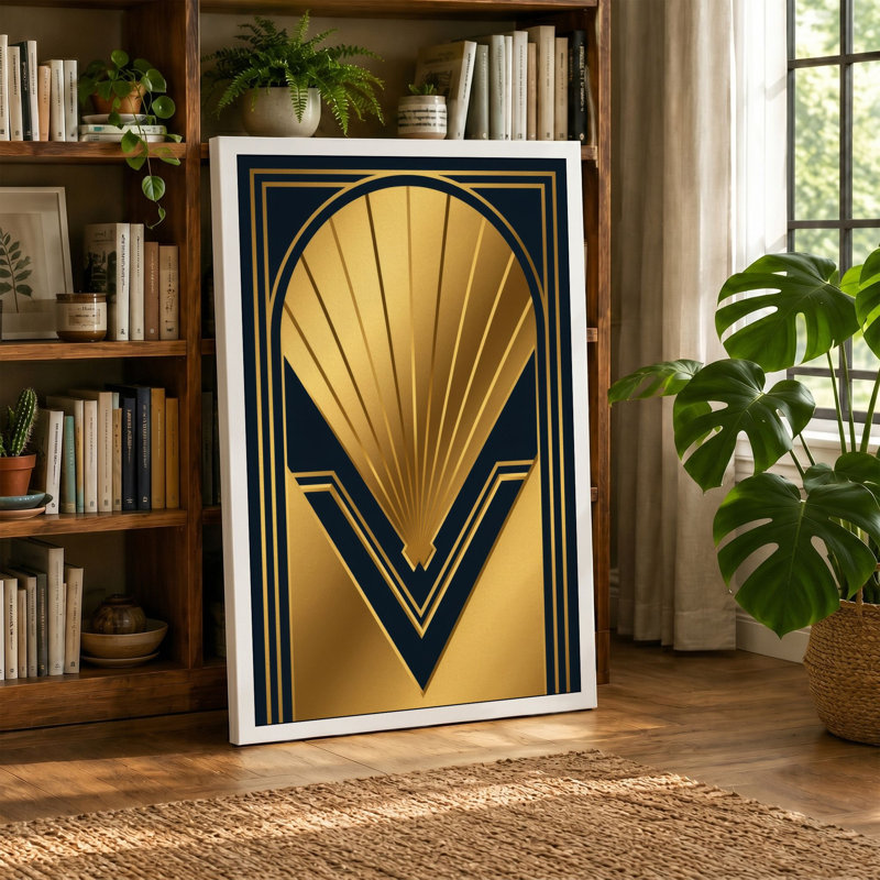 Sunburst Art Deco - Wrapped Canvas, 18x12 - 45.7 x 30.5 cm, Ochre Border
