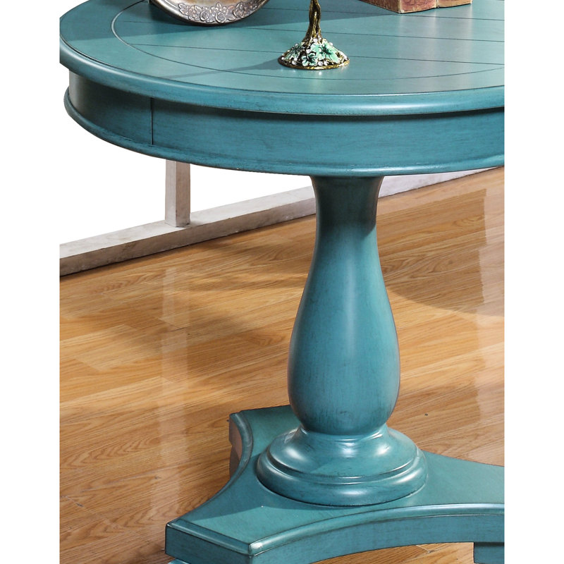 Table d'appoint bleu sarcelle - spacieuse et élégante, 26 po de diamètre, H 26,5 po, conception pratique en bois, X 26,5 po