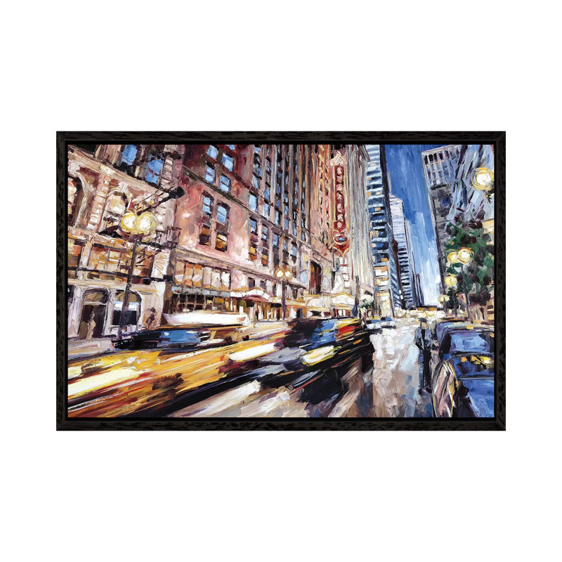 Randolph Street 1 Piece Painting on Canvas, 66.04cm H x 101.6cm W x 3.81cm D, Black Framed