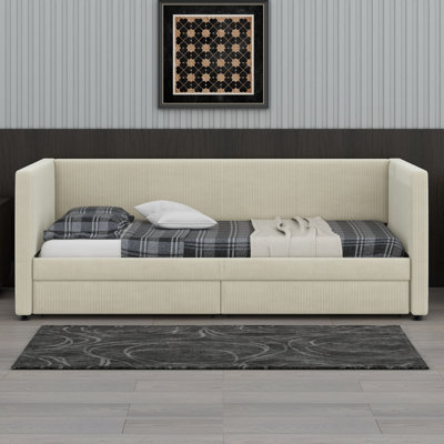 Daybed With Two Drawers And Wood Slat