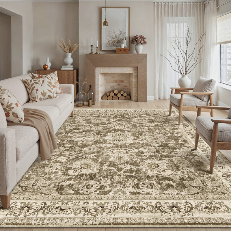 Aurelia Vintage Persian Area Rug With Machine Washable & Non-Slip, Rectangle 3' x 5'