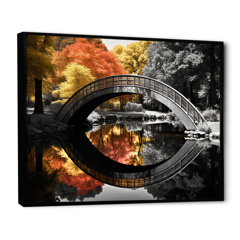 Orange pont, spectre monochrome - impression, H 16 po x l 32 po x P 1 po, Cadre flottant noir