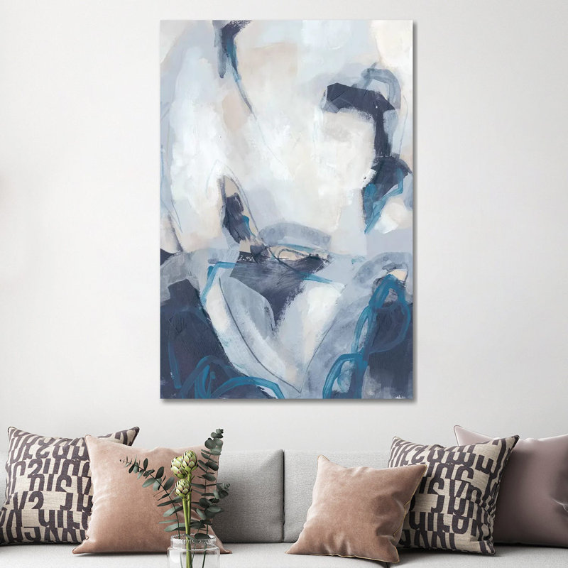 «Blue Process II» par June Erica Vess - peinture sur toile tendue, H 60 po x l 40po x P 1,5 po