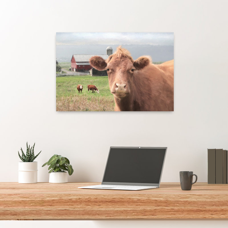 Vache Nosy, paysage abstrait moderne, art mural, 16" H x 24" W
