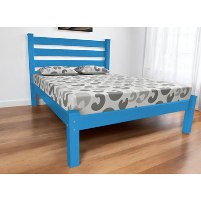 Caribbean Blue Solid Wood Queen Bed Frame
