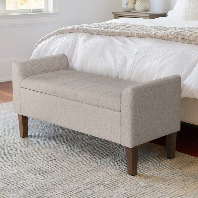 Banc de rangement rembourré et rabattable, Marron clair
