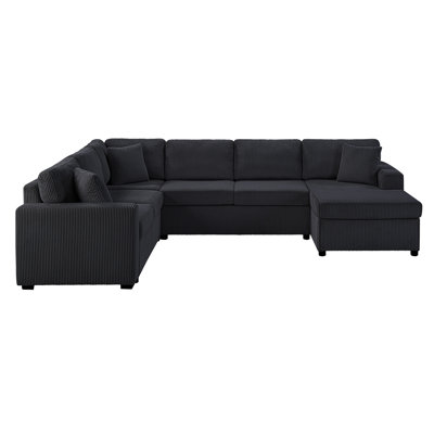 Oversized Sectional Sofa 115.3" U-Shaped Sofa With A Chaise Lounge And Three Soft Throw Pillows For Living Room