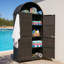 Armoire de rangement 72 po en osier avec tablettes réglables et crochets latéraux-124640800
