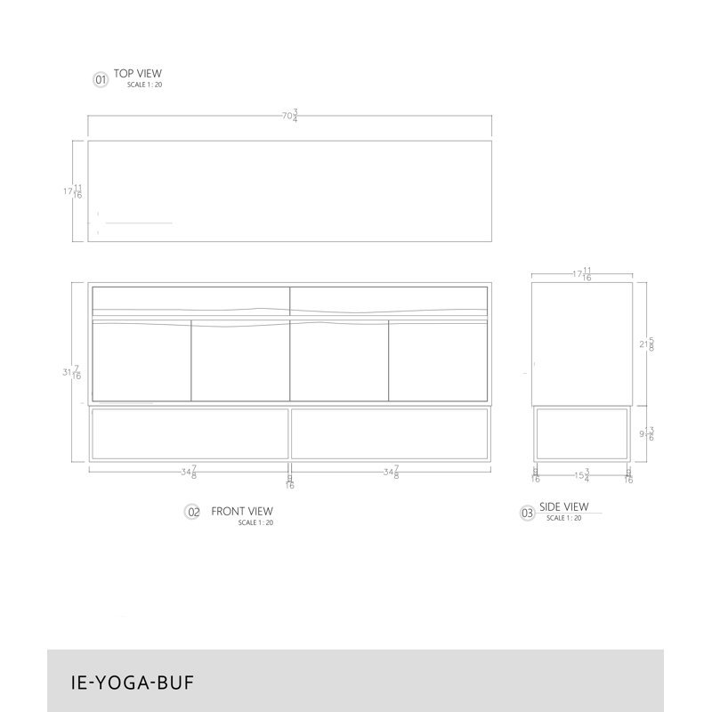 IE Series 71'' W Sideboard, Charcoal