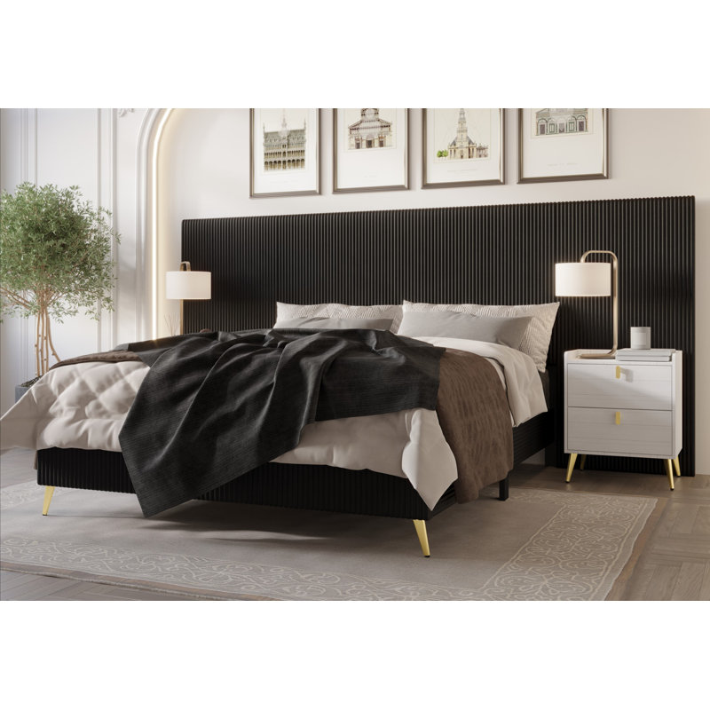 Uttoxeter Upholstered Bed, Black, Queen