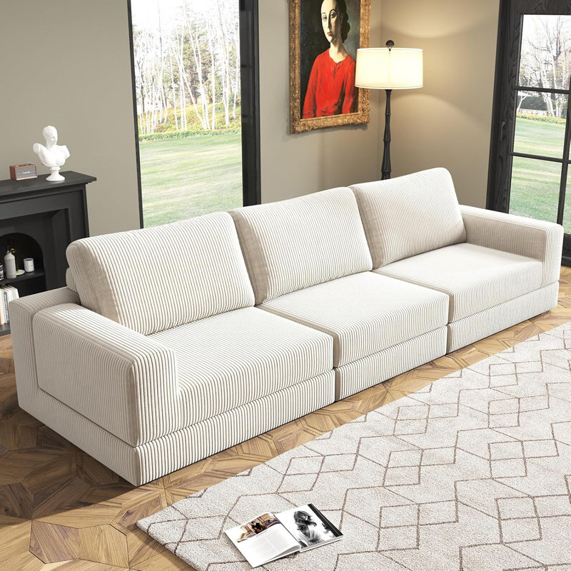 Canapé modulaire à compression Cloud, siège rembourré à siège profond moderne pour le salon, la chambre à coucher, aucun assemblage requis, tissu en velours côtelé, configurations flexibles