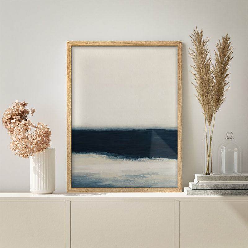 Reproduction d'art encadrée abstraite pour décoration intérieure moderne - 11 po x 14 po, H 14 po x l 11 po, Naturel