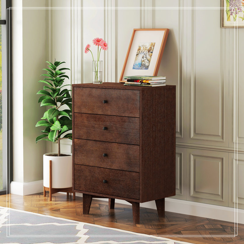 Commode en bois massif peinte par pulvérisation - Buffet rétro avec poignées rondes et support à barre transversale | Rangement multifonctionnel pour la salle à manger, le salon ou la cuisine