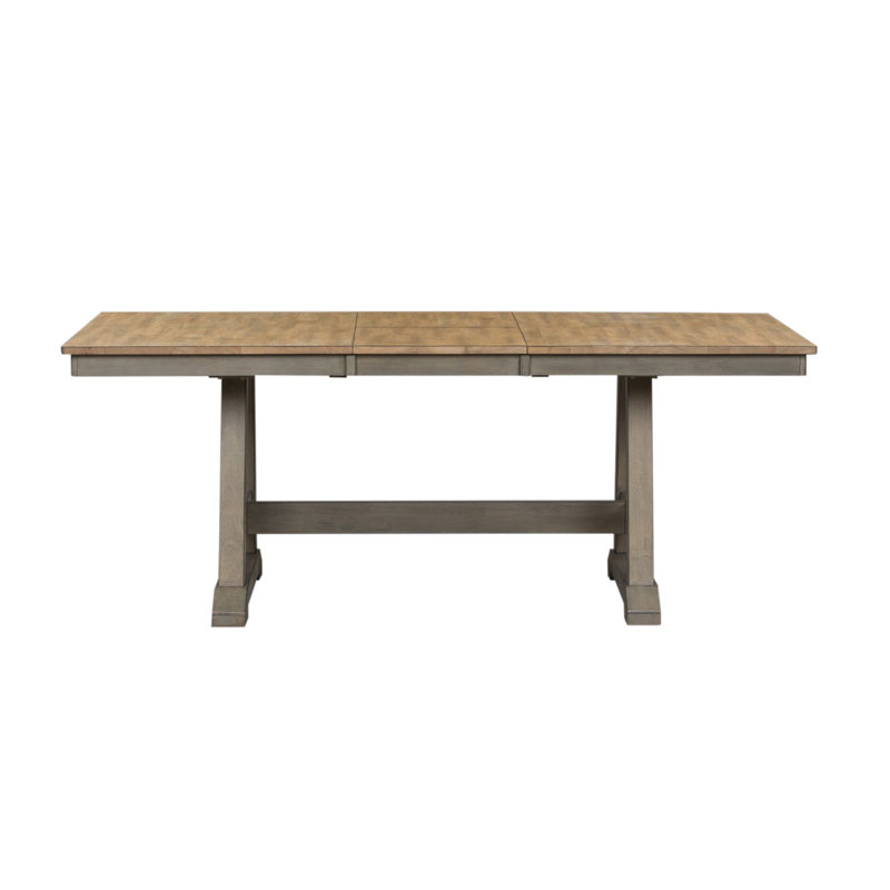 Keswick Trestle Dining Table w/ 18" Leaf, Gray