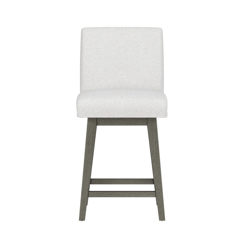 Dorreen Wood Upholstered Parson Adjustable Height Swivel Stool, Salt, Gray Wash