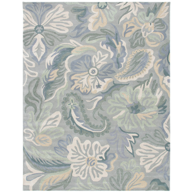 Tapis floral en laine touffeté à la main Arber Jardin, Rectangle 8 pi x 10 pi
