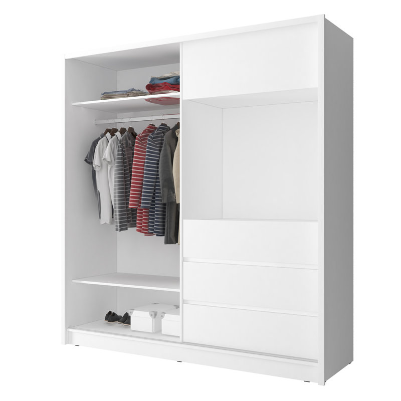 Aghilas 2 Door Manufactured Wood Wardrobe, White Matt