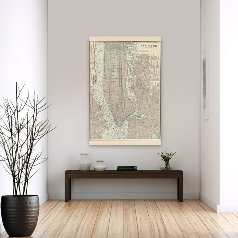 Carte de New York - Central Park City, Manhattan, H 60 po x l 40 po